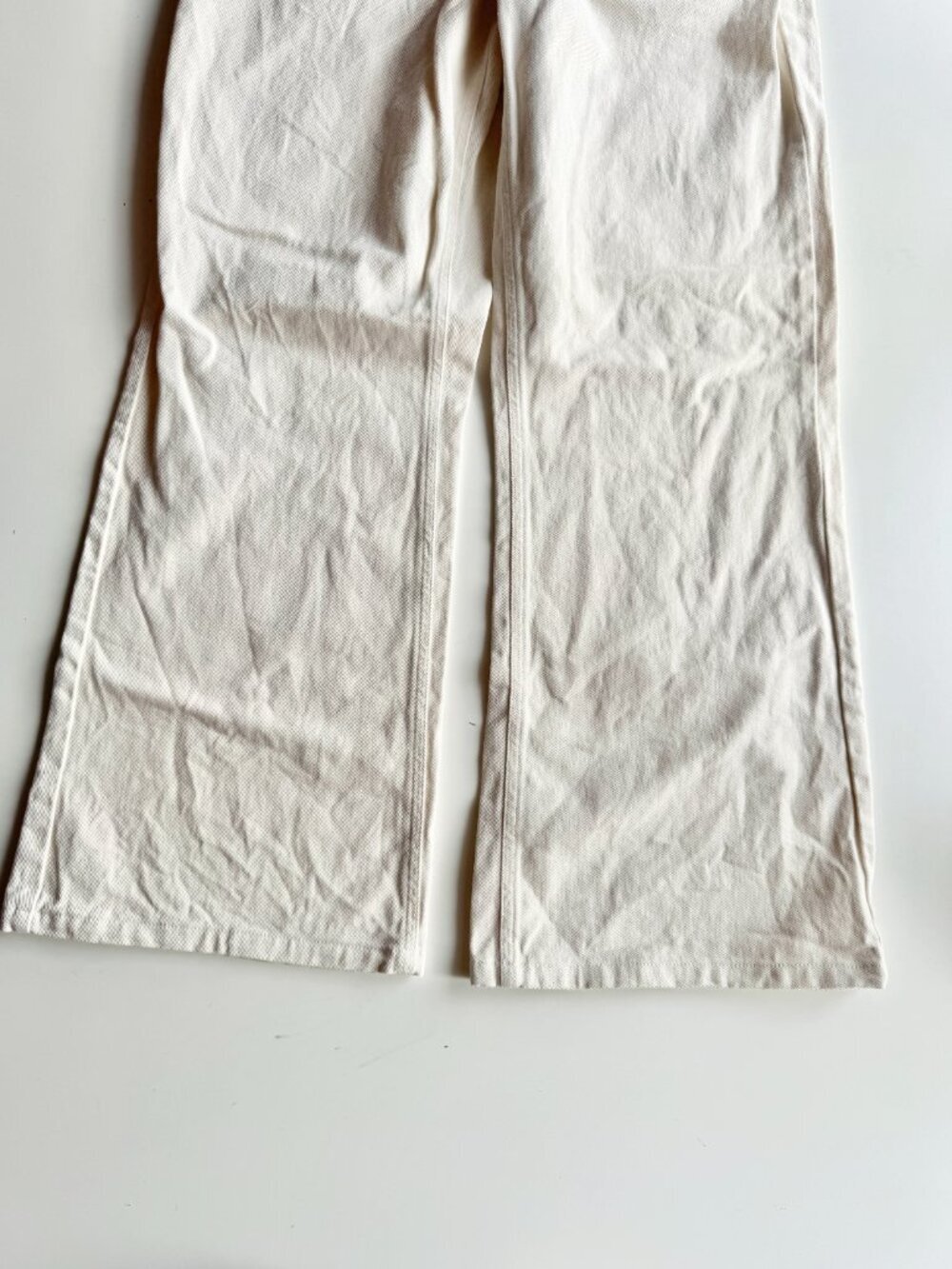 YERSE Ivory White 100% Organic Cotton Denim Mid Rise Wide Leg Jeans, Size M - Picture 7 of 15